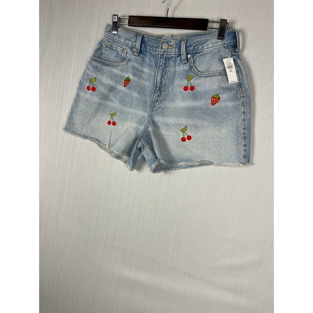 Old Navy Denim Shorts 8 Fruit‎ Embroidered High Rise Cut-Off Summer Twee